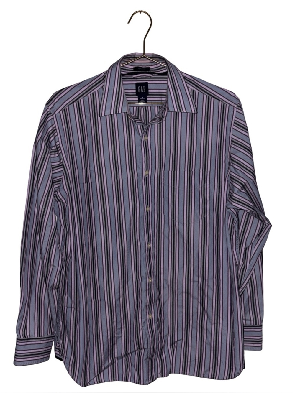 GAP Men's Purple/Blue Classic Stripe Button-Down Shirt Size Medium Made in India